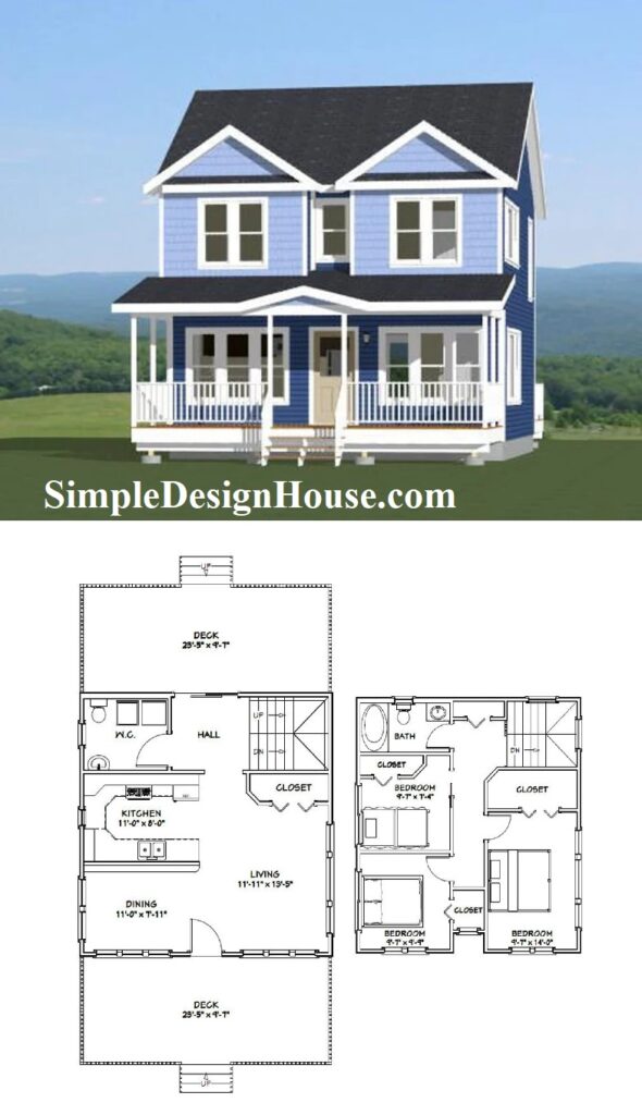 24x24-Small-House-3d-3-Bedrooms-2-Baths-1106-sq-ft-PDF-Floor-Plan-3d