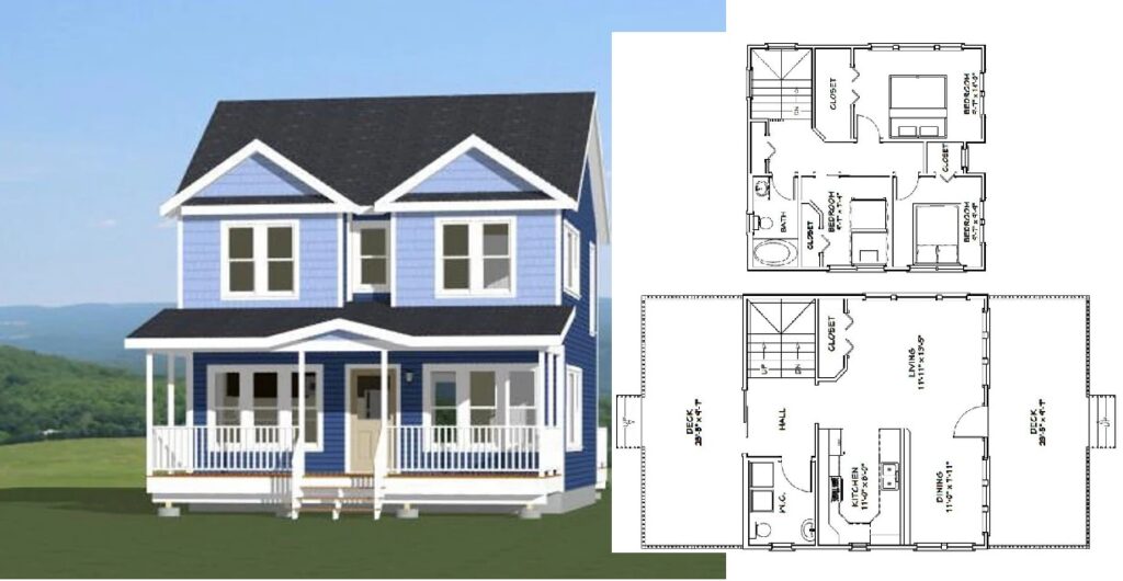 24x24-Small-House-3d-3-Bedrooms-2-Baths-1106-sq-ft-PDF-Floor-Plan-Cover