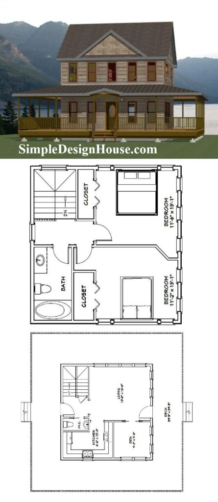 24x24-Small-House-Idea-2-Bedrooms-1.5-Baths-1059-sq-ft-PDF-Floor-Plan-3d