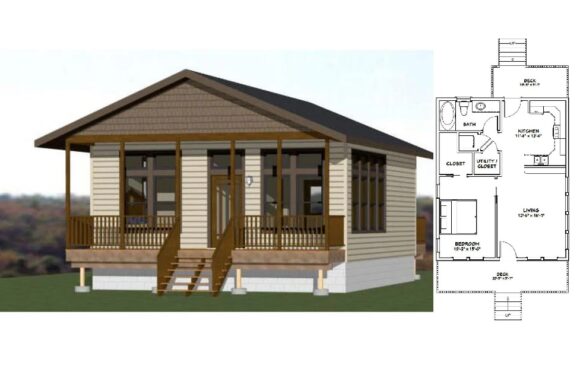 24×30 House Design Plans 1 Bedroom 1 Bath 720 sq ft PDF Floor Plan