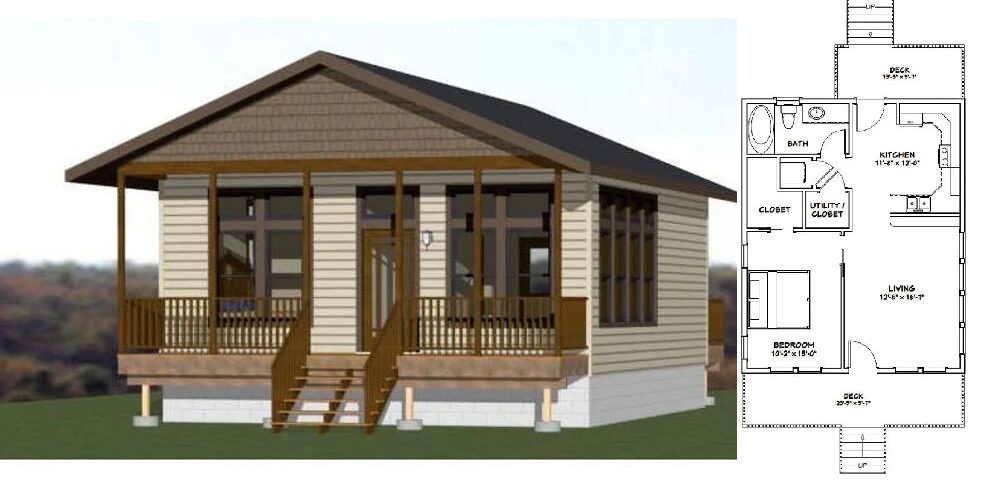 24×30 House Design Plans 1 Bedroom 1 Bath 720 sq ft PDF Floor Plan