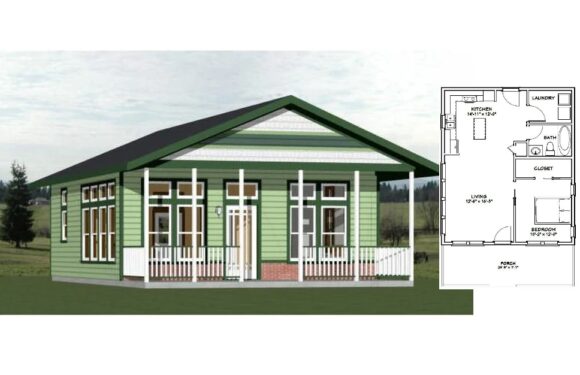 24×30 House Plans Idea 1 Bedroom PDF Floor Plan