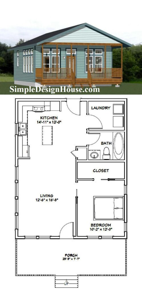 24x30-Simple-Small-House-Plan-1-Bedroom-1-Bath-720-sq-ft-PDF-Floor-Plan-3d