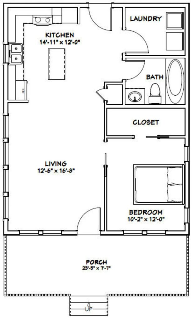24x30-Simple-Small-House-Plan-1-Bedroom-1-Bath-720-sq-ft-PDF-Floor-Plan-layout-plan