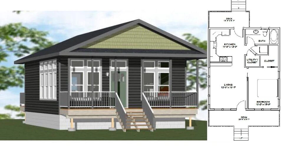 24×30 Small Design House 720 sq ft PDF Floor Plan