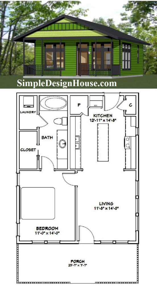24x30-Small-House-3d-1-Bedroom-1-Bath-768-sq-ft-PDF-Floor-Plan-3d