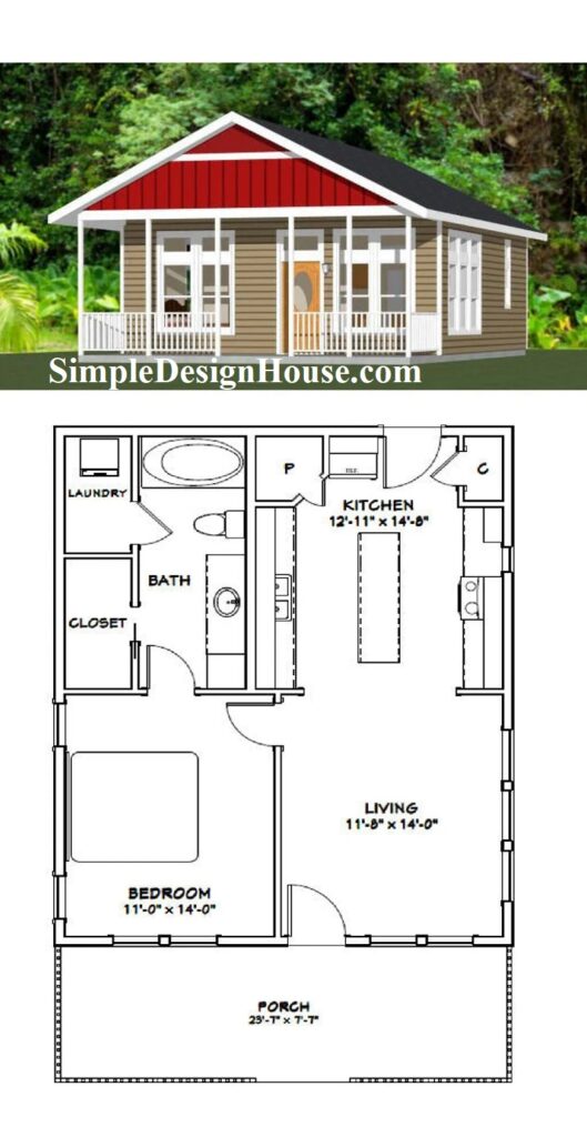 24x30-Small-Simple-House-Plan-1-Bedroom-1-Bath-768-sq-ft-PDF-Floor-Plan-3d