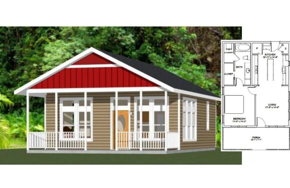 24×30 Small Simple House Plan 1 Bedroom 1 Bath 768 sq ft PDF Floor Plan