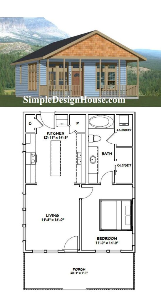 24x30-Tiny-Simple-House-1-Bedroom-1-Bath-768-sq-ft-PDF-Floor-Plan-3d