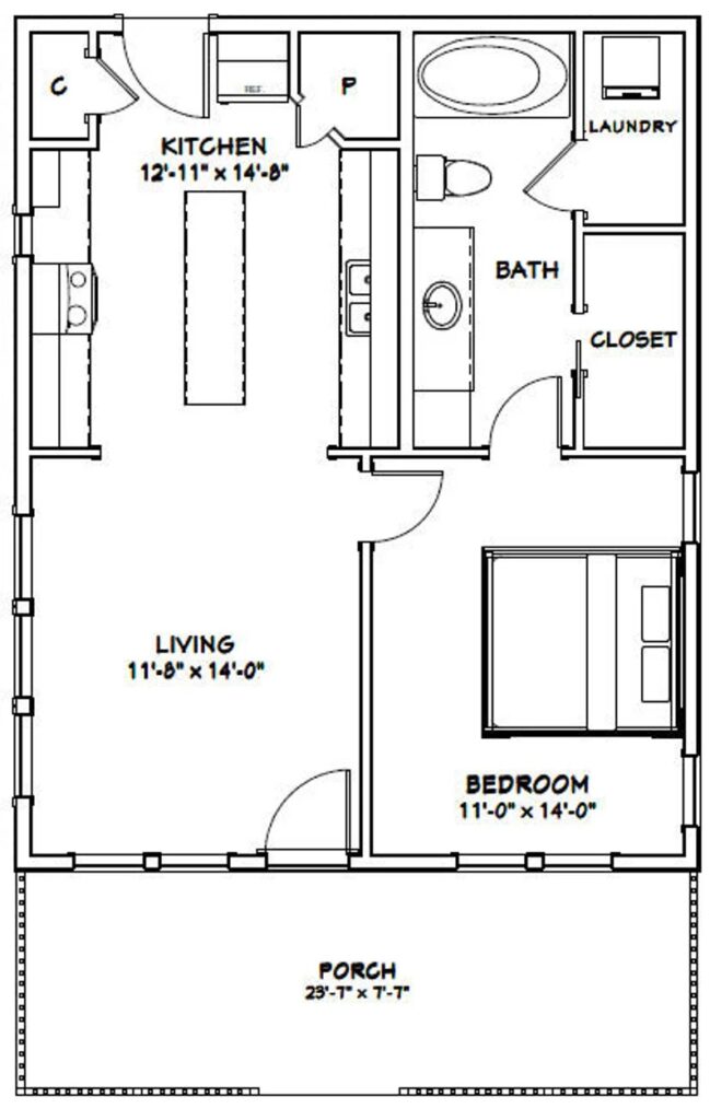 24x30-Tiny-Simple-House-1-Bedroom-1-Bath-768-sq-ft-PDF-Floor-Plan-layout-plan