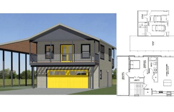 24×32 House Plans Design 1 Bedroom 1.5 Bath 830 sq ft PDF Floor Plan