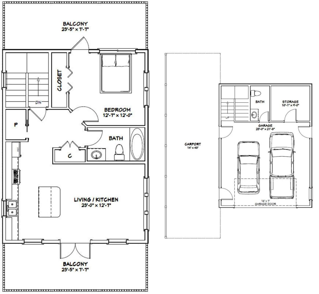 24x32-House-Plans-Design-1-Bedroom-1.5-Bath-830-sq-ft-PDF-Floor-Plan-layout-plan