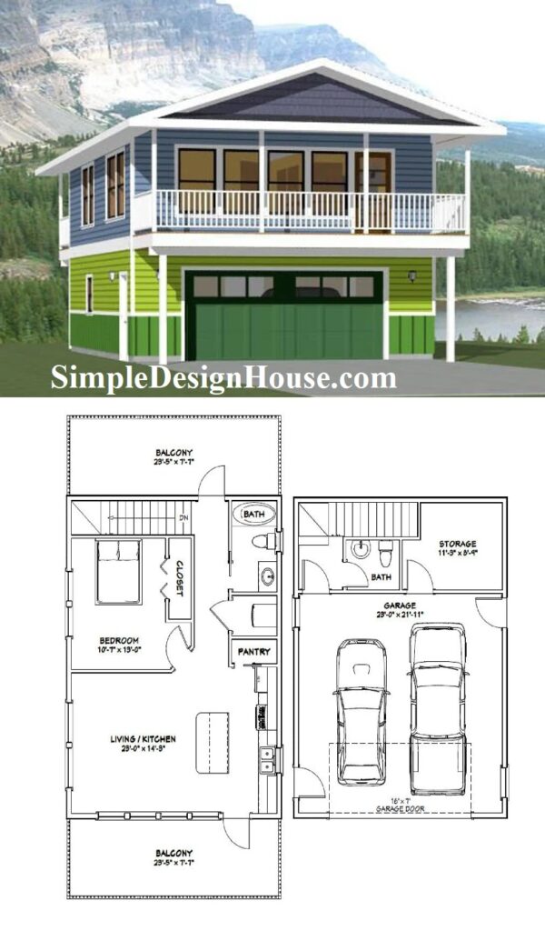24x32-House-with-Plan-1-Bedroom-1.5-Bath-851-sq-ft-PDF-Floor-Plan-3d