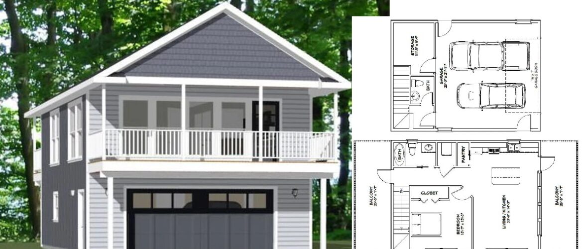 24×32 Simple 3d House Plan 1 Bedroom 1.5 Bath 851 sq ft PDF Floor Plan