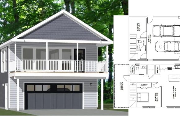 24×32 Simple 3d House Plan 1 Bedroom 1.5 Bath 851 sq ft PDF Floor Plan
