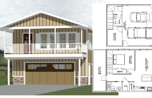 24×32 Simple Design House Plan 1 Bedroom 1.5 Bath 851 sq ft PDF Floor Plan