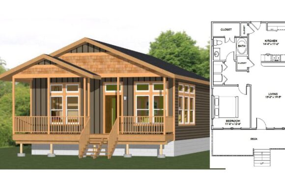 26×32 Tiny House Design 1 Bedroom 1 Bath 832 sq ft PDF Floor Plan