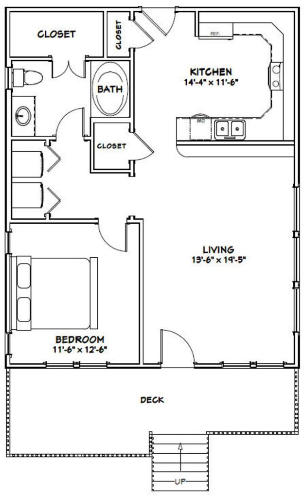 26x32-Tiny-House-Design-1-Bedroom-1-Bath-832-sq-ft-PDF-Floor-Plan-layout-plan