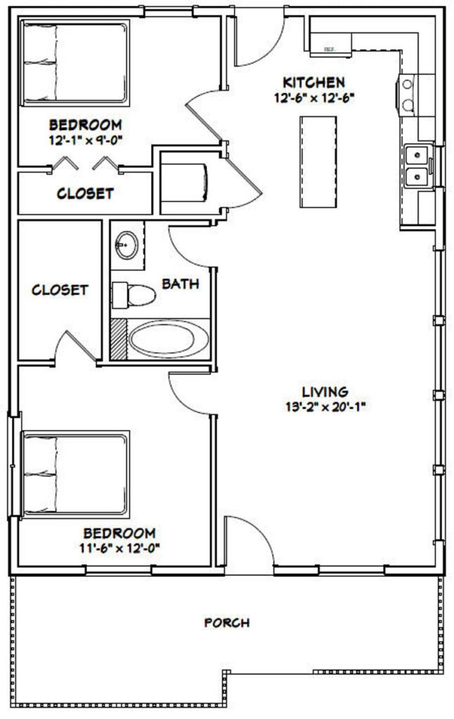 26x34-House-Design-Plans-2-Bedrooms-1-Bath-884-sq-ft-PDF-Floor-Plan-layout-plan