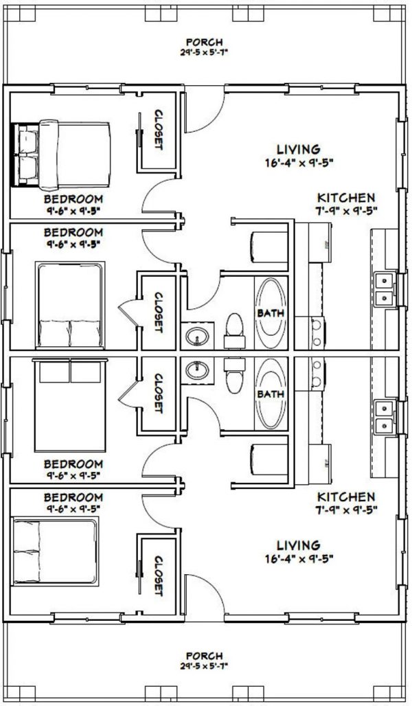 30x40 Duplex  House  Plans  1200  sq  ft  PDF Floor Plan  
