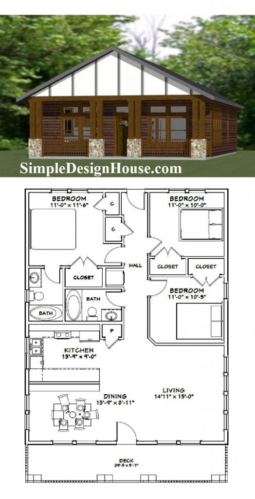 30x40-House-Design-3-Bedrooms-2-Bath-1200-sq-ft-PDF-Floor-Plan-3d