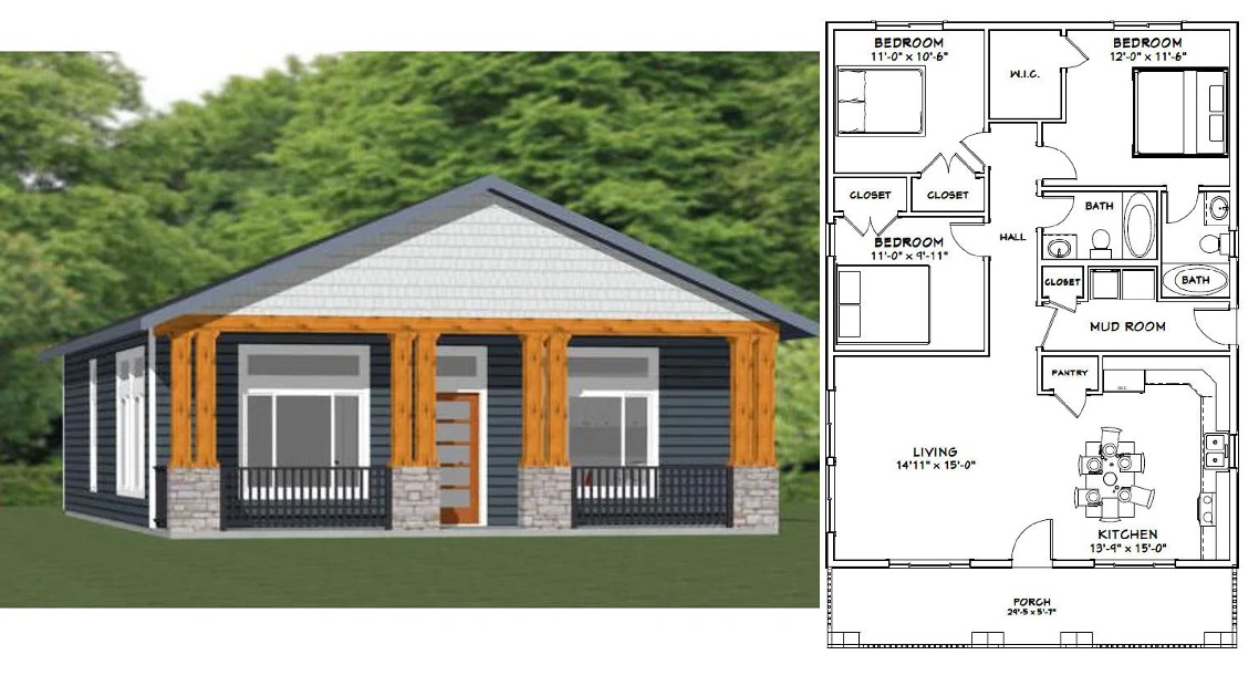 30x40-House-Design-3d-3-Bedrooms-2-Baths-1200-sq-ft-PDF-Floor-Plan-cover