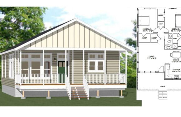 30×40 House Design Plan 2 Bedrooms 2 Baths 1,136 sq ft PDF Floor Plan