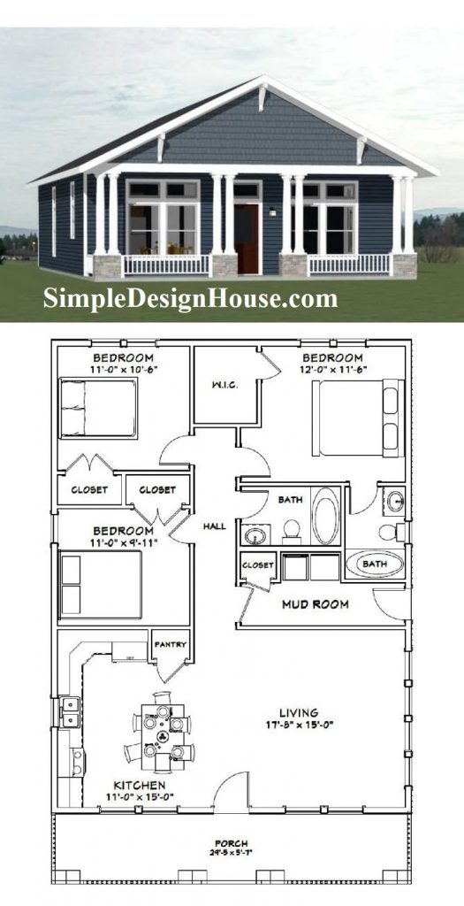 30x40-House-Design-Plans-3-Bedrooms-2-Baths-1200-sq-ft-PDF-Floor-Plan-3d