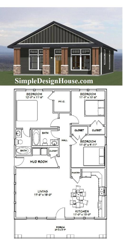 30x40-House-Floor-Plan-3-Bedrooms-2-Baths-1200-sq-ft-PDF-Floor-Plan-3d