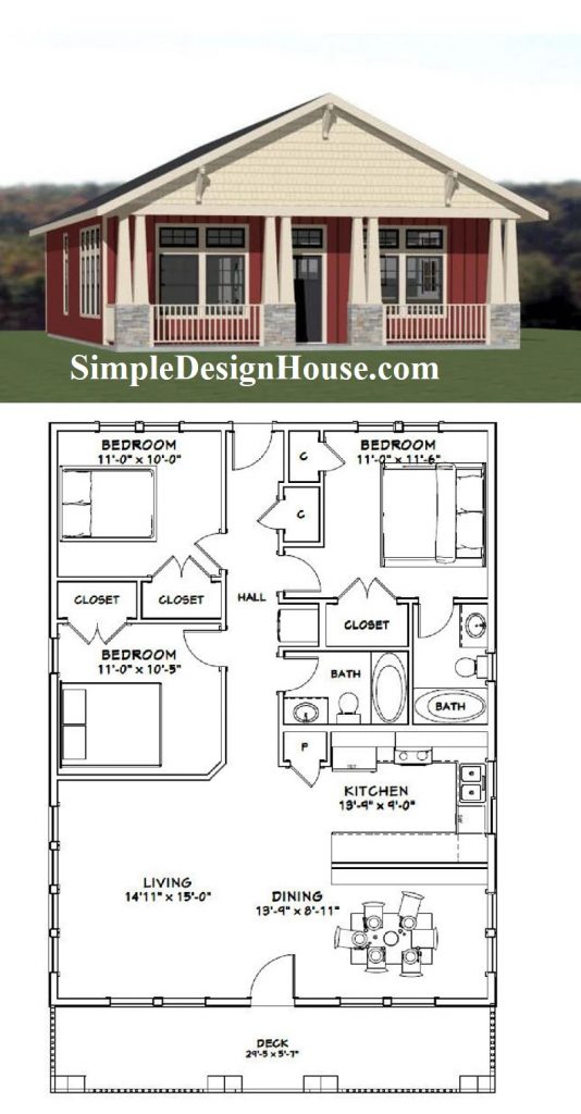 30x40-House-Floor-Plans-3-Bedrooms-2-Baths-1200-sq-ft-PDF-Floor-Plan-3d