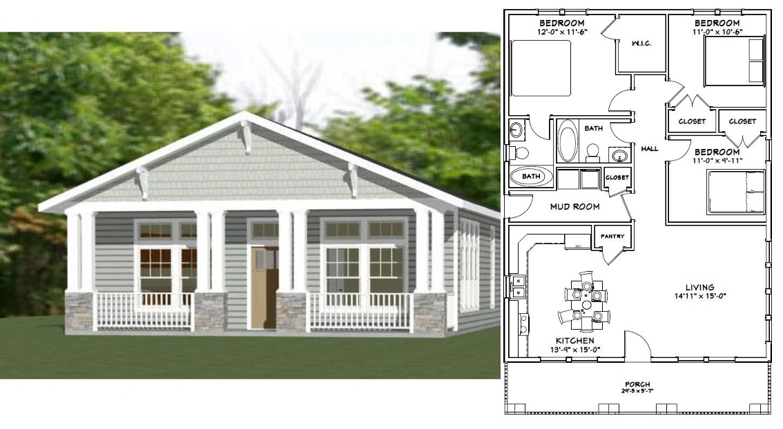30x40-House-Plans-3d-3-Bedrooms-2-Baths-1200-sq-ft-PDF-Floor-Plan-cover