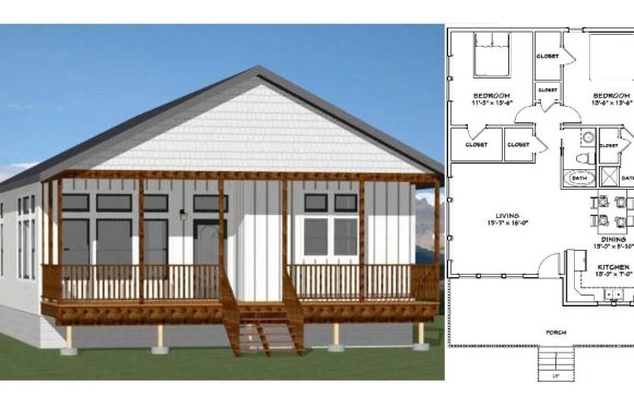 30×40 Simple House Design 2 Bedrooms 2 Baths 1136 sq ft PDF Floor Plan