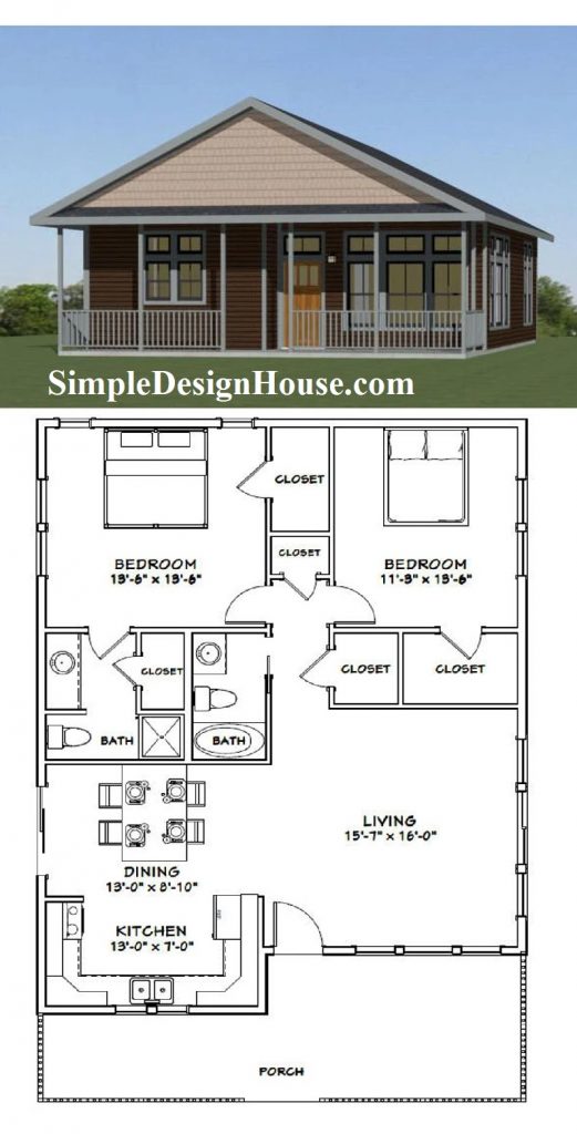 30x40-Small-House-Plan-2-Bedrooms-2-Baths-1136-sq-ft-PDF-Floor-Plan-3d