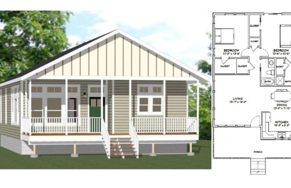 30×40 Small House Plans 2 Bedrooms 2 Baths 1136 sq ft PDF Floor Plan