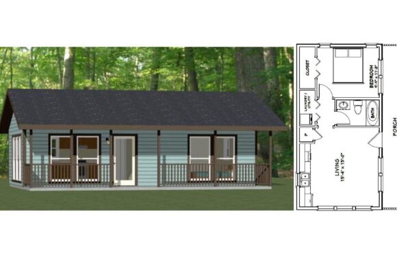 32×16 Small Design House 1 Bedroom 1 Bath 512 sq ft PDF Floor Plan