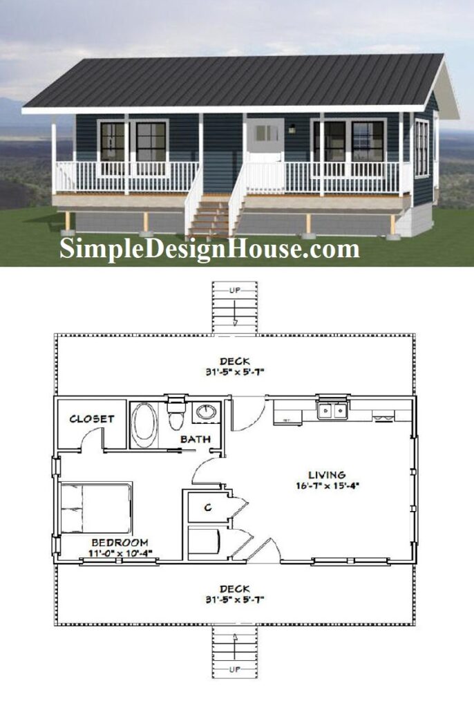 32x16-Small-Design-Plan-1-Bedroom-1-Bath-512-sq-ft-PDF-Floor-Plan-3d