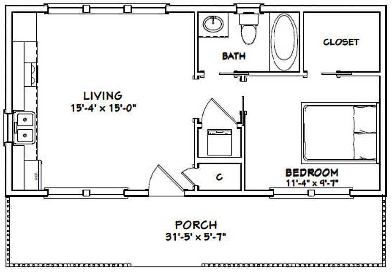 32x16-Small-House-3d-1-Bedroom-1-Bath-512-sq-ft-PDF-Floor-Plan-Layout-plan