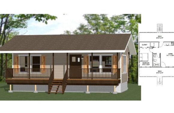 32×16 Small House Plan 1 Bedroom 1 Bath 512 sq ft PDF Floor Plan