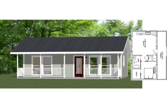 32×16 Tiny House Idea 1 Bedroom 1 Bath 512 sq ft PDF Floor Plan