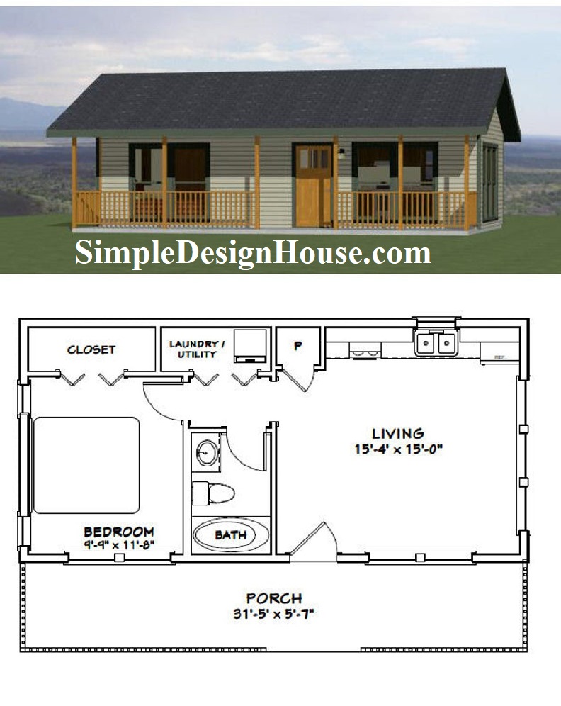 32x16-Tiny-House-Plans-1-Bedroom-1-Bath-512-sq-ft-PDF-Floor-Plan-3d