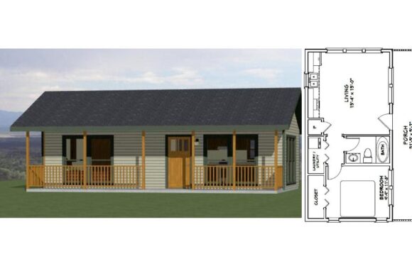 32×16 Tiny House Plans 1 Bedroom 1 Bath 512 sq ft PDF Floor Plan
