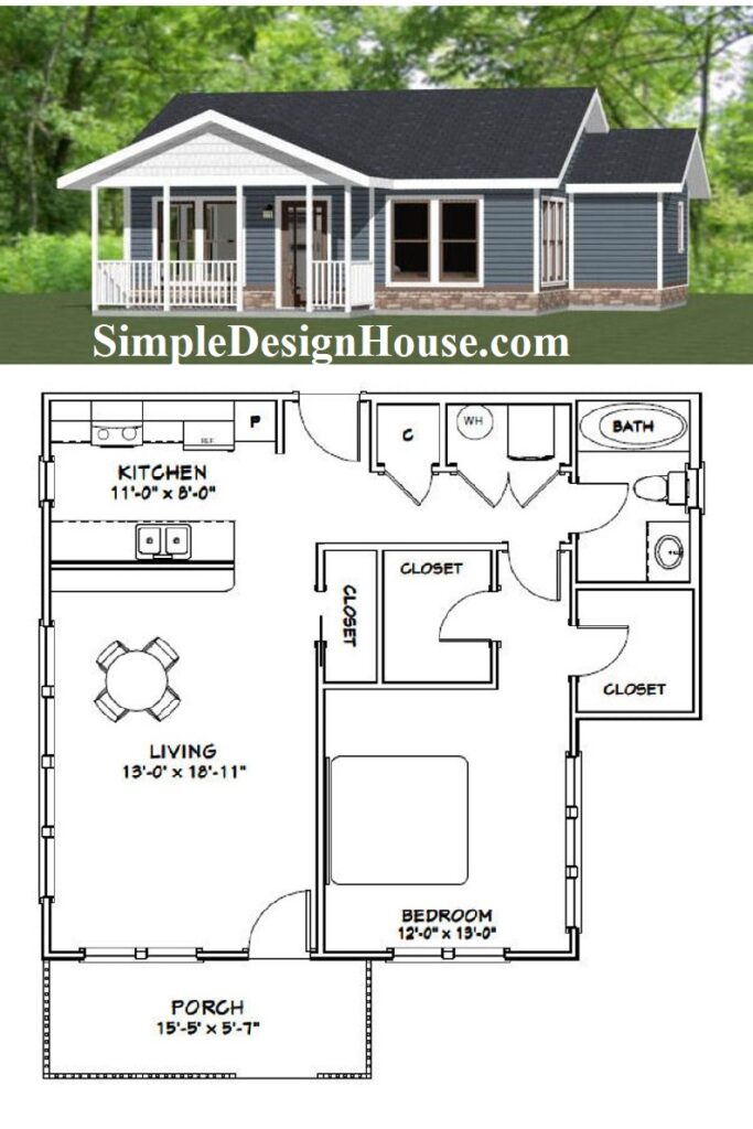 32x28-Small-House-3d-1-Bedroom-1-Bath-824-sq-ft-PDF-Floor-Plan-3d