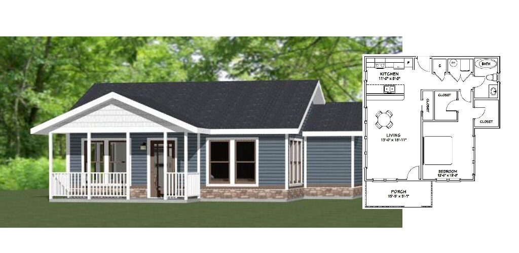 32×28 Small House 3d 824 sq ft PDF Floor Plan