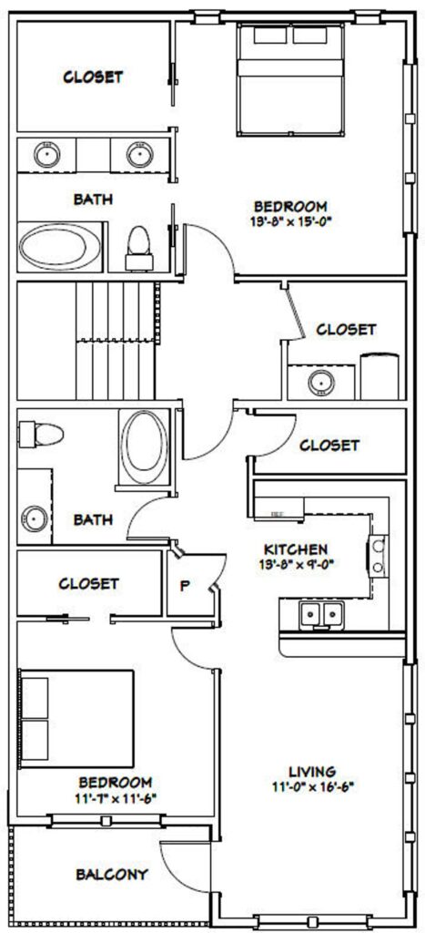 44x48-House-Design-Plan-3-Bedrooms-3-Baths-1645-sq-ft-PDF-Floor-Plan-first-floor