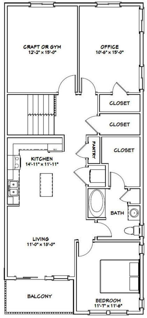 44x48-Small-House-Plan-1-Bedroom-1.5-Bath-1645-sq-ft-PDF-Floor-Plan-first-floor