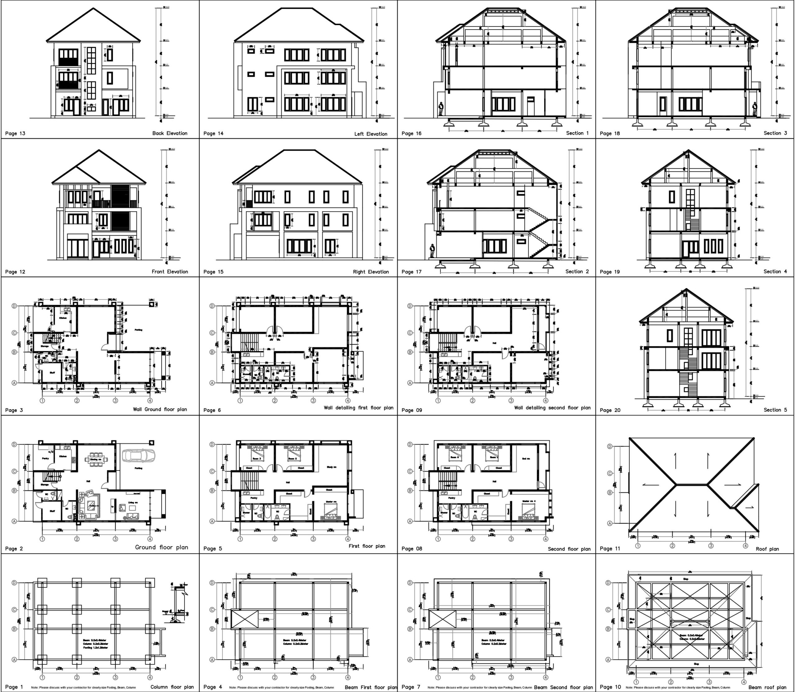 Home Design Plan 10x14 Meter 33x46 Feet 6 Beds PDF Plan all