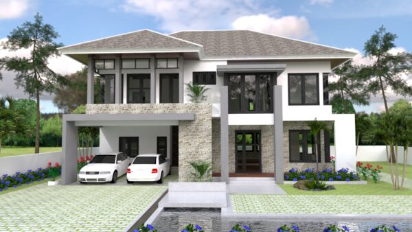 House Design Plans 15x11 Meter 49x36 Feet 4 Bedrooms Pdf Full Plan 3d 1