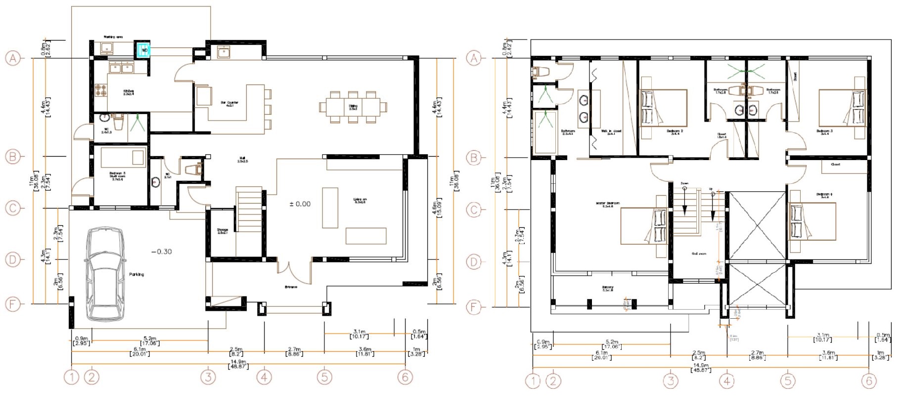 House design plans 14x11 m with 4 Bedrooms Pdf Full Plan layout plan