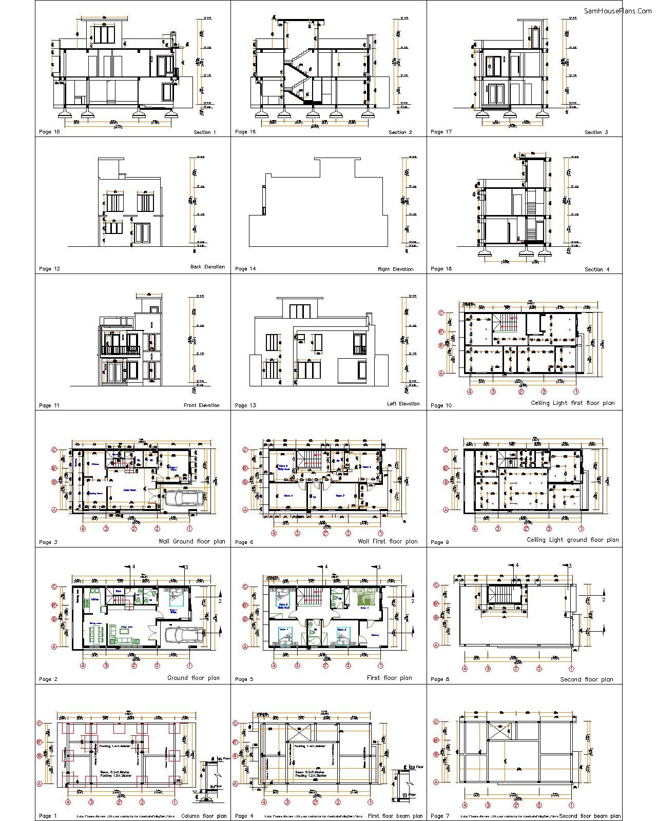 Small Home Plan 6.5x11.5 Meter 21x38 Feet 5 Bedrooms PDF Plan all plan