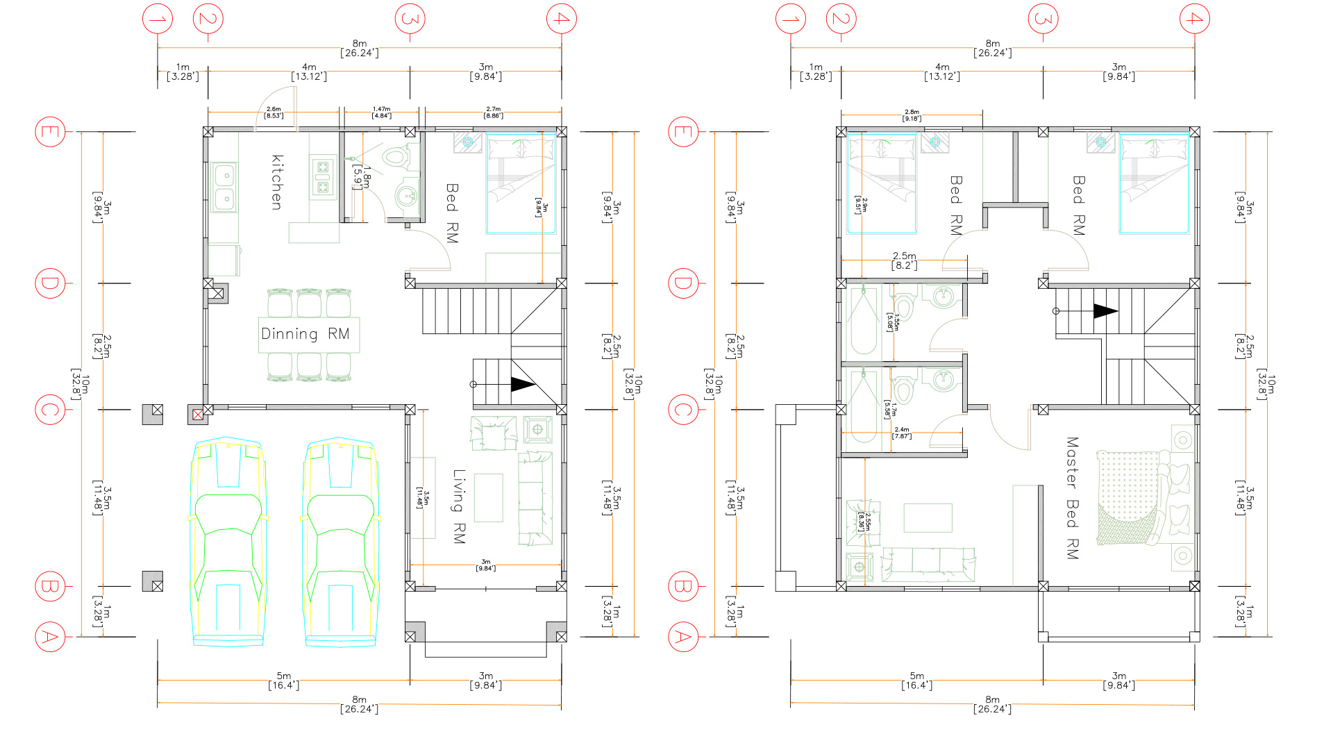 Small Home Plan 8x10 Meter 26x33 Feet 3 Beds PDF Plan Layout floor plan